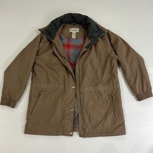 LL BEAN Women's Tan Waterproof PrimaLoft Packaway Hooded Jacket Size Large